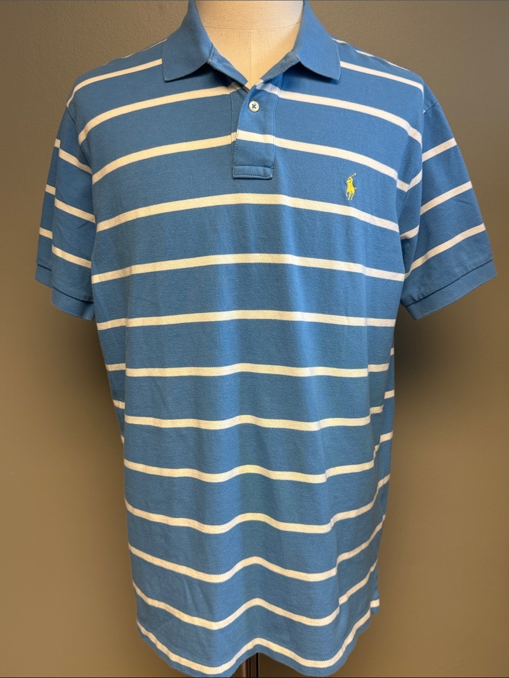 Polo Ralph Lauren Blue Striped Cotton Polo Shirt XL Classic Fit